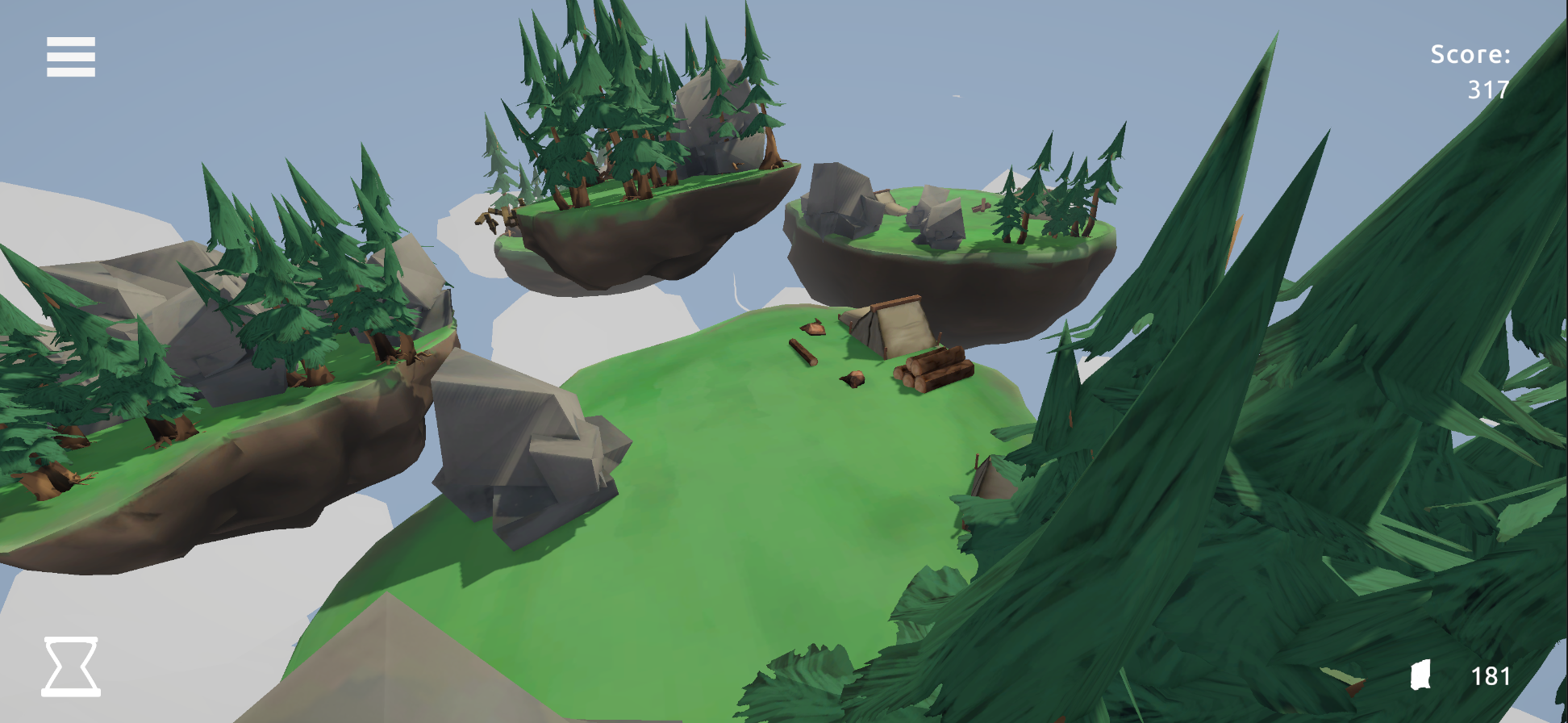 The islands, overgrown with trees and stone